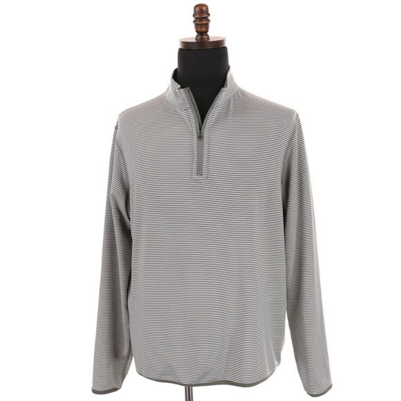 Peter Millar Other - Peter Millar Reversible Stripe Performance Quarter Zip Pullover Men's Large Gray